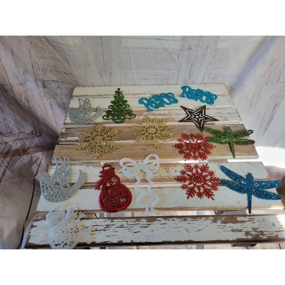 Glitter snowflake dragonfly Peace tree‎ bird dove ornament xmas holiday tree